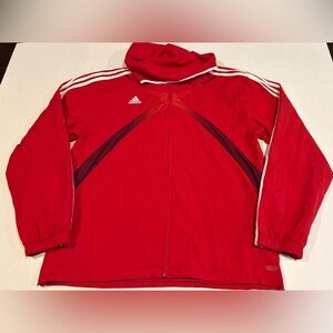 Adidas Hooded Red Soccer Jacket Men’s Size Large